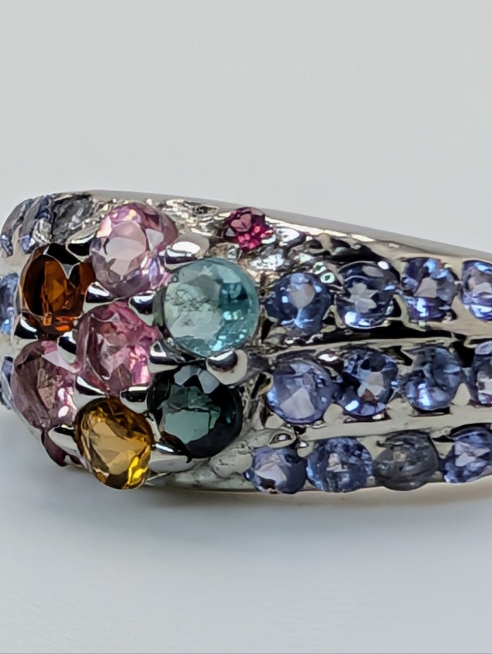 Tourmaline & Tanzanite S925 Sterling Silver Gemstone Ring Size 9 - Picture 2 of 6